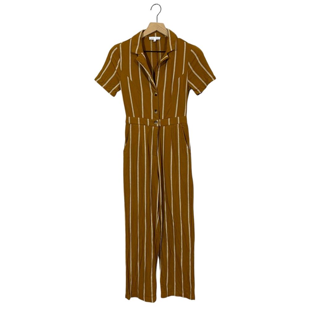 Emory Park Tailored Pinstripe Jumpsuit - Mustard - XS